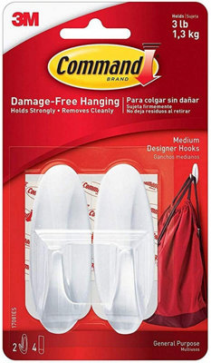 Command 17081 3M Medium Plastic Hook 3-1/8 in L 2 pk