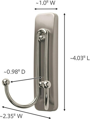 Command Bath Satin Nickel Large Double Hook Bath36-SN