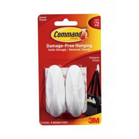 Command Designer Hook (Pack of 2) White (One Size)