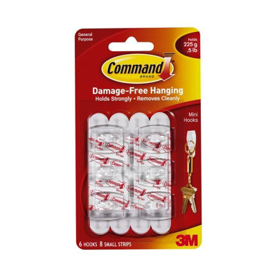 Command Mini Hooks (Pack of 6) White (One Size)