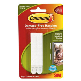 Command Narrow Picture Strips (Pack of 4) White (One Size)