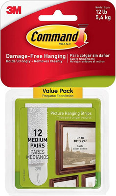 Command White Medium Picture Hanging Strips Value Pack 17204-12