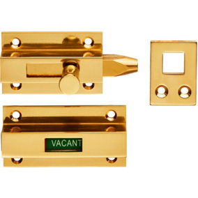 Commercial Bathroom Slide Action Indicator Bolt 55 x 35mm Polished Brass