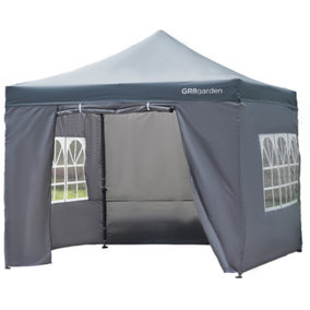 Commercial Grade Grey Pop Up Gazebo Waterproof Heavy Duty Market Stall Tent 3x3m