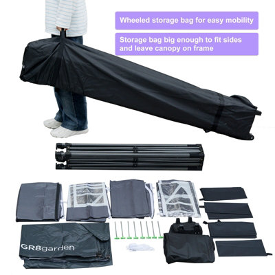 Commercial Grade Grey Pop Up Gazebo Waterproof Heavy Duty Market Stall Tent 3x3m - 3