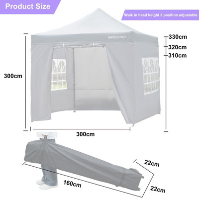 Commercial Grade Grey Pop Up Gazebo Waterproof Heavy Duty Market Stall Tent 3x3m - 6