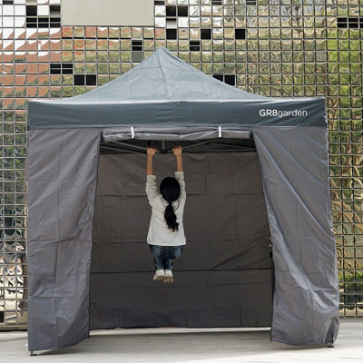 Commercial Grade Grey Pop Up Gazebo Waterproof Heavy Duty Market Stall Tent 3x3m - 7