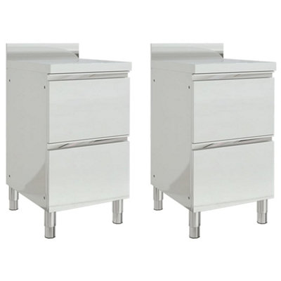 Commercial Kitchen Cabinets with 2 Drawers 2 pcs 50x60x96 cm