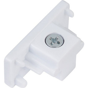 Commercial Track Light Dead End Connector - Single Circuit White ABS Rail System