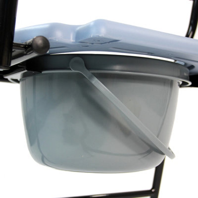 Commode Chair Folding Steel Portable Toilet with Safety Lock and 9 Litre Pail - 5