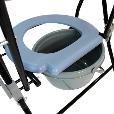 Commode Chair Folding Steel Portable Toilet with Safety Lock and 9 Litre Pail - 8