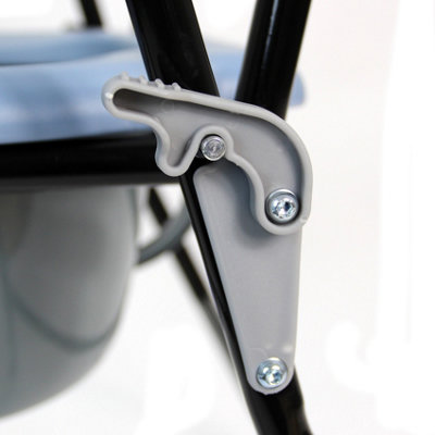 Commode Chair Folding Steel Portable Toilet with Safety Lock and 9 Litre Pail - 9