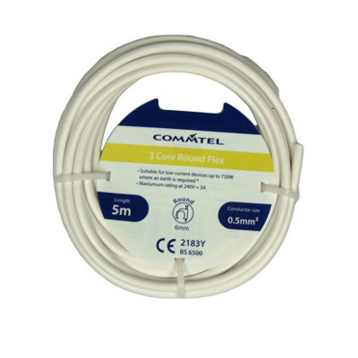 Commtel 3 Core Round Flex 0.5mm2 White (10m)