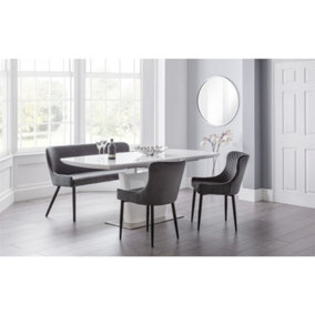 Como & Luxe Grey Dining Set (2 Chairs & Bench)