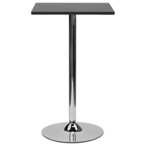 Como Poseur Premium Bar Table, Square Black Wood Table Top, Chrome Stem And Base, Kitchen Table, 60cm Width x 102cm Height