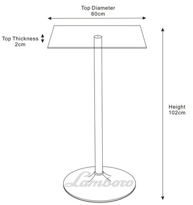 Como Poseur Premium Bar Table, Square Clear Glass Table Top, Chrome Stem And Base, Kitchen Table, 60cm Width x 102cm Height