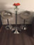 Como Poseur Premium Bar Table, Square Clear Glass Table Top, Chrome Stem And Base, Kitchen Table, 60cm Width x 102cm Height