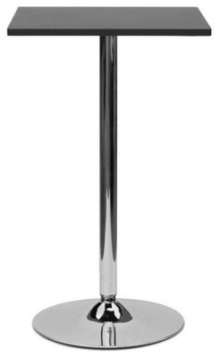 Como Poseur Square Black Wood Table with Chrome Finish, 60cm Width, Stylish Bar Table