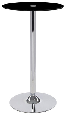 Como Poseur Table with Round Black Glass Top & Chrome Finish Base, 60cm Width