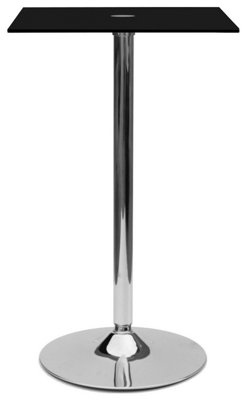 Como Poseur Table with Square Black Glass Top & Chrome Finish, Kitchen Table, 60cm Width