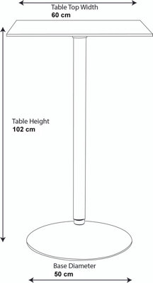 Como Poseur Table with Square Black Glass Top & Chrome Finish, Kitchen Table, 60cm Width