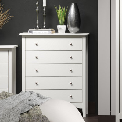 Como White 5 Drawer Chest Of Drawers 