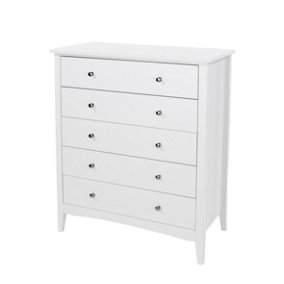 Como White 5 drawer chest of drawers