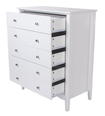 Como White 5 drawer chest of drawers