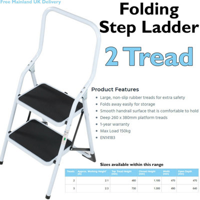 Compact 0.5m Folding Step Ladder with Safety Features and Anti-Slip Treads