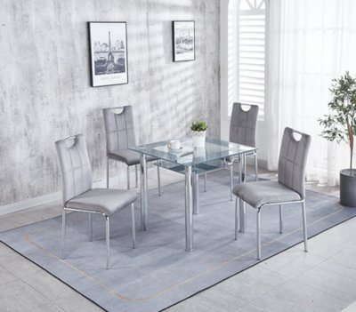 Grey compact best sale table and chairs