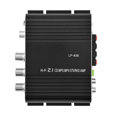 Compact 2.1 Stereo Bass Amplifier for Car and Home Audio-Digital HiFi Power Amplifier in Black