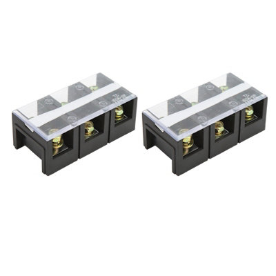 Compact 2-Piece Dual Row Terminal Block,60A 600V with PC Shell for Power Distribution (3 Positions)