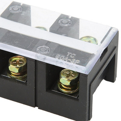 Compact 2-Piece Dual Row Terminal Block,60A 600V with PC Shell for Power Distribution (3 Positions)