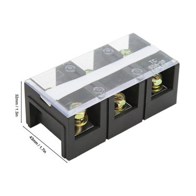 Compact 2-Piece Dual Row Terminal Block,60A 600V with PC Shell for Power Distribution (3 Positions)