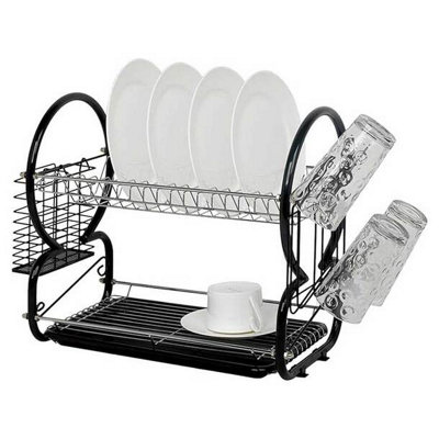 Compact 2-tier Dish Rack - Black