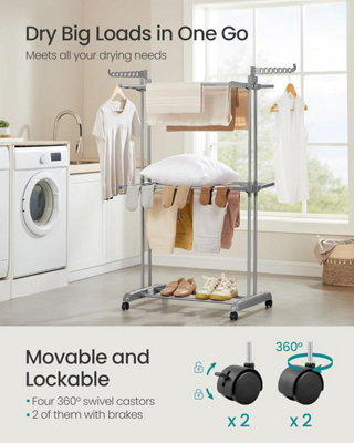 Compact 3-Tier Clothes Drying Rack, Indoor Outdoor Laundry Airer with ...