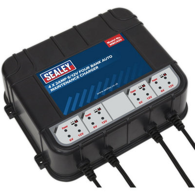 Compact 4-Bank Auto Maintenance Charger for 6V & 12V Batteries - 4 x 2A Output