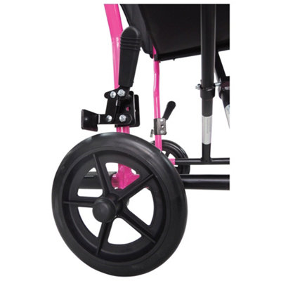 Compact Attendant Propelled Lightweight Aluminium Transit Wheelchair - Pink