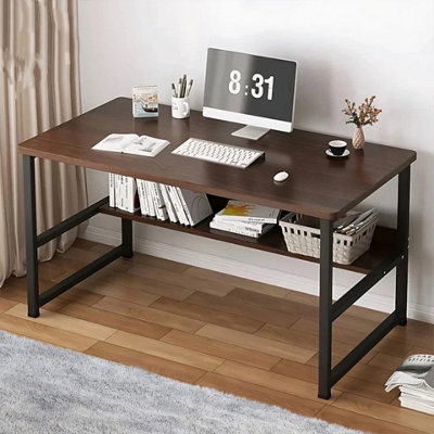 Compact Computer Desk Study Table Home Office Workstation Brown