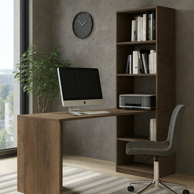 Compact Desk B1 with Universal Side Integrated Shelving for Home and ...