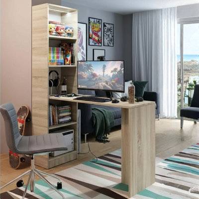 Compact Desk B1 with Universal Side Integrated Shelving for Home and ...