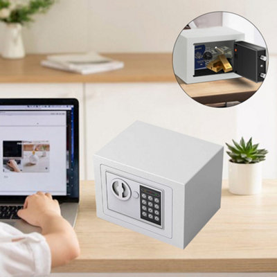 Compact Digital Safe with Key Lock - Steel Security for Home/Office