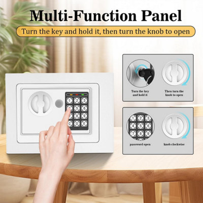 Compact Digital Safe with Key Lock - Steel Security for Home/Office