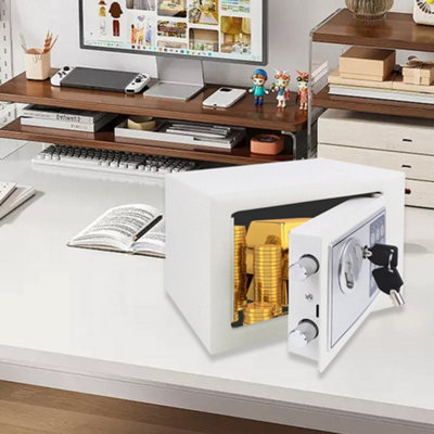 Compact Digital Safe with Key Lock - Steel Security for Home/Office