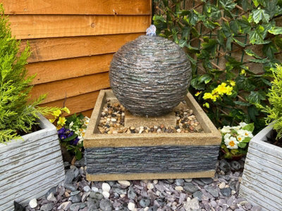 Compact Earth Stone Modern Solar Water Feature