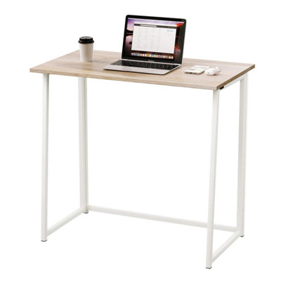 Compact Folding Desk No Assembly Computer Desk Oak DIY at B&Q