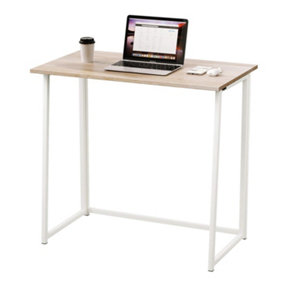 Compact Folding Desk No Assembly Computer Desk Oak