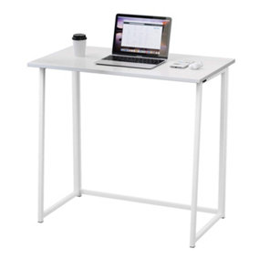Compact Folding Desk No Assembly Computer Table White