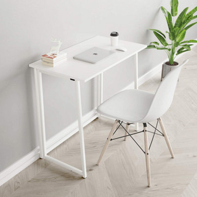 Compact Folding Desk No Assembly Computer Table White