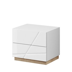 Compact Futura Bedside Cabinet in White Gloss, Minimalist Design Perfect for Modern Bedrooms (W490mm x H420mm x D410mm)